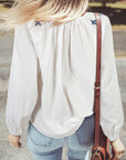 Geometric Embroidered Long Sleeve Blouse