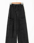 Mineral Wash Reverse Seam Drawstring Elastic Waist Pants