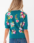 Floral Knit Crewneck Short Sleeve Top
