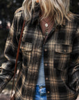 Plaid Double Flap Pocket Brushed Shacket