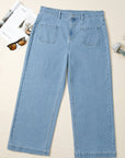 Plus Size Denim Textured Patch Pocket Jeans