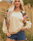 Logan Aztec Patchwork Raglan Pullover Sweatshirt