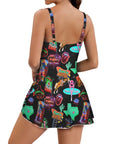 Vegas Neon Skirted Swimsuit