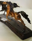 Limited Edition Two Galloping Horses Hand Painted Museum Quality Bronze Artwork