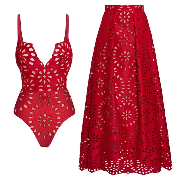Mexican Resort Swimsuit and Skirt Set