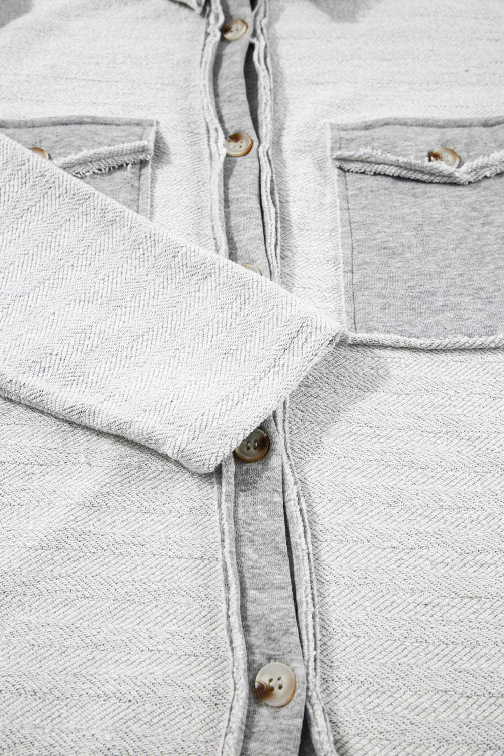 Textured Contrast Flap Pocket Shacket