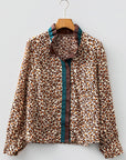 Leopard Contrast Frilled Trim Button-Up Shirt