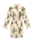 Vintage Cowgirl Women's Long Sleeve Belted Satin Feel Dressing Lounge Robe