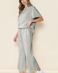 Textured Loose Fit T Shirt and Drawstring Pants Set