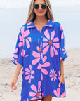 Ailany Flower Collar Button Front Loose Romper