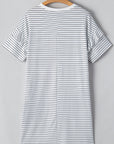 Stripe Ruffle Sleeve Crewneck T-Shirt Mini Dress