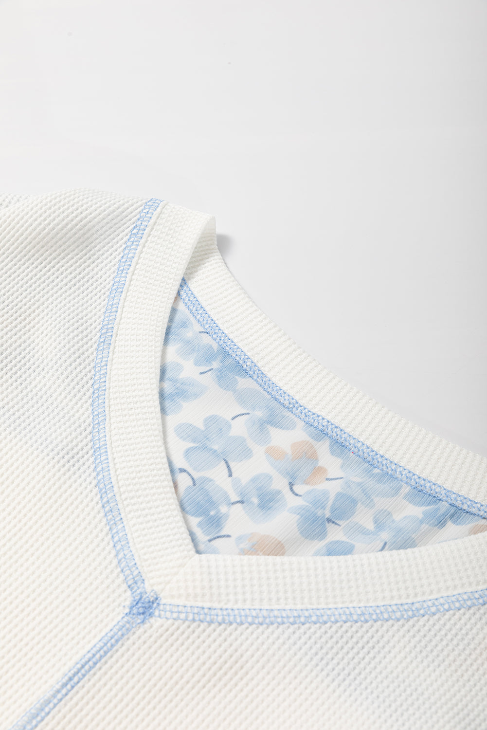 Floral Patchwork Batwing Sleeve V-Neck Blouse