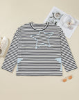 Plus Size Stripe Star Stitch Long Sleeve Top