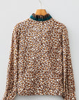 Leopard Contrast Frilled Trim Button-Up Shirt