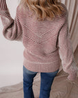 Stripe Ribbed Knit Boat Neck Sweater