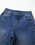 Denim Raw Hem Straight Leg Jeans