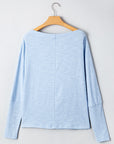 Solid Batwing Long Sleeve Top