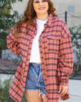 Plaid Long Sleeve Side Split Distressed Shirt