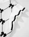 Amina Preppy Bow Zipped Collar Sweater