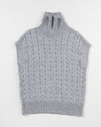 Cable Knit Turtleneck Batwing Short Sleeve Sweater