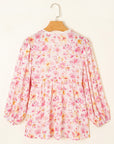 Floral Tassel Tie Smocked Blouse
