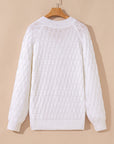 Textured Knit Ribbed Edge V-Neck Sweater