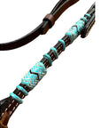 Turquoise Rawhide Dark Leather Browband Headstall