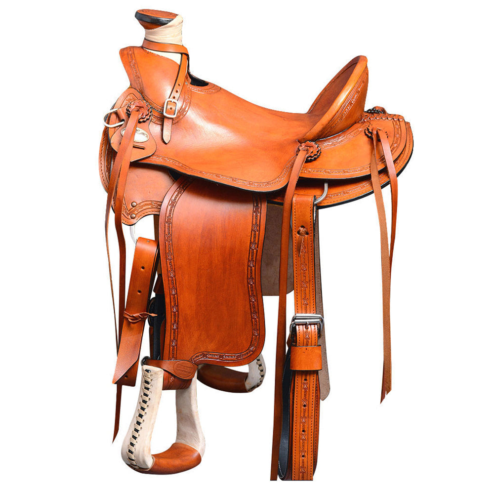 HILASON Western Horse Wade Saddle American Leather Ranch Roping Tan | Hand Tooled &amp; For Horses
