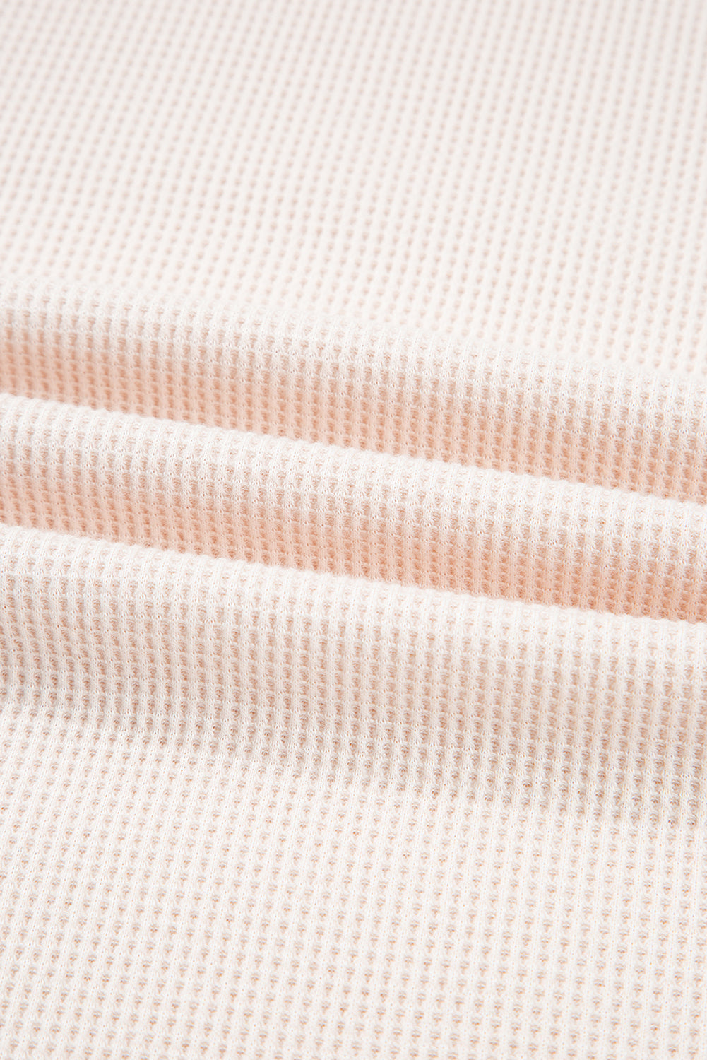 Stripe Waffle Knit Patchwork Raw Edge Henley Top