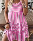 Stripe Scoop Neck Sleeveless Mini Dress