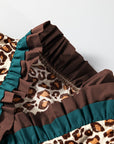 Leopard Contrast Frilled Trim Button-Up Shirt