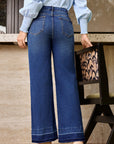 Denim Raw Hem Straight Leg Jeans