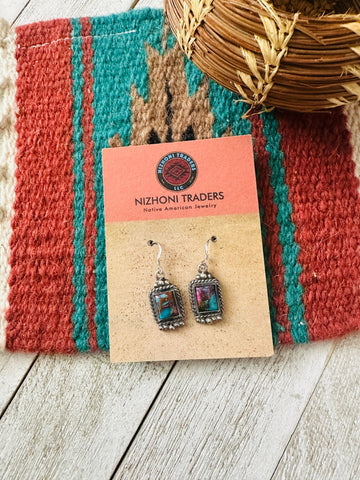 Navajo Sterling Silver & Pink Dream Mojave Dangle Earrings