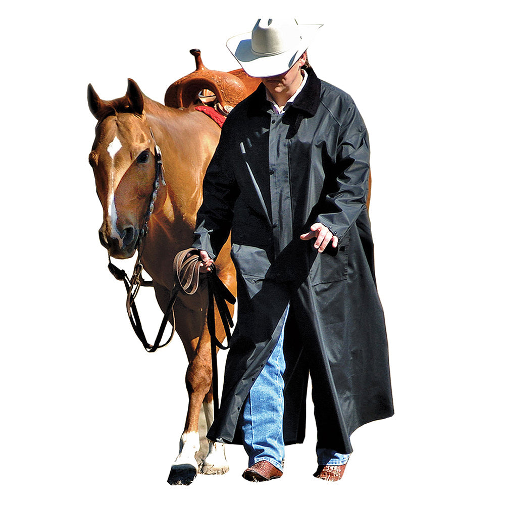 Pvc Saddle Slicker M&amp; F Western Adult Black Weatherproof Detachable Hood
