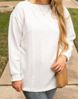 White Cable Textured Loose Plus Size Sweatshirt