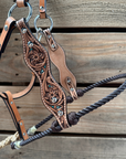 Brown Floral Tooled Lariat & Leather Combo Halter