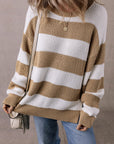 Arabella Striped Side Slit Sweater