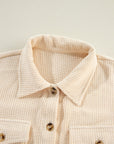Solid Corduroy Button-Up Pocketed Shacket