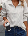 Phoenix Zip up Cable Textured Sweatshirt
