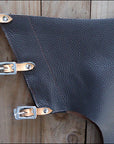 Hilason Western Bull Riding Chinks Chaps Pro Rodeo Bronc Leather Black