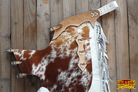 Bull Riding Chinks Pro Rodeo Bronc Genuine Hair On Leather Hilason