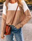 Isabella Colorblock Ribbed Trim Sweater