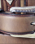 3D Brown Dark Mens Fashion Leather Belt Removable Buckle