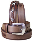 3D Brown Dark Mens Fashion Leather Belt Removable Buckle