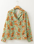 Tiger Floral Collared V-Neck Shirt