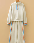 Stripe Patchwork Quarter-Zip Pullover and Pant Set