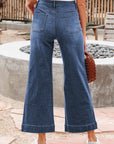 Denim High Rise Cropped Wide Leg Jeans