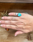 Multi Stone Ring - Size 5 - Kingman turquoise, Wild horse and sterling silver