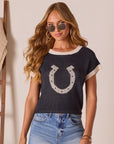 Lucky Horseshoe Navy Knit Sweater