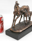 BRONZED CLASSIC SCULPTURE 2 HORSES FAMILY MARE & FOAL ,CLASSIC ARTWORK FIGURINE DEAL